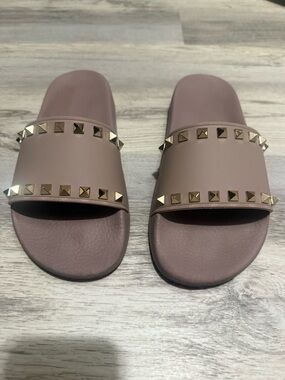 Valentino Garavani Pink Studded Slide Sandals